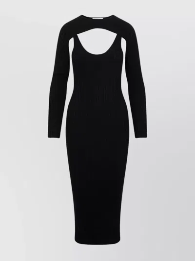Simkhai Ribbed Knit Cut-out Midi Dress In Black