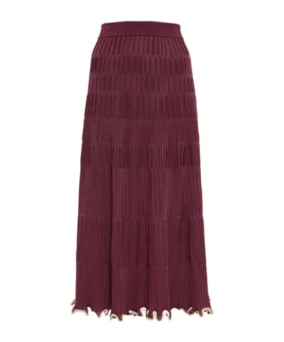 Simkhai Ribbed Knit Midi Skirt In Red