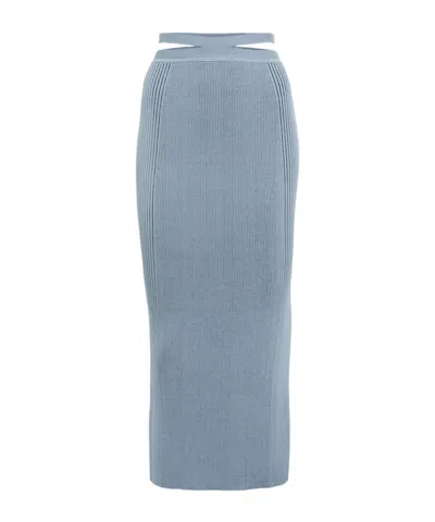 Simkhai Ribbed Knit Openwork Midi Skirt In Blue