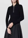 Simkhai Ribbed Polo Shirt With Collar And Long Sleeves In Black