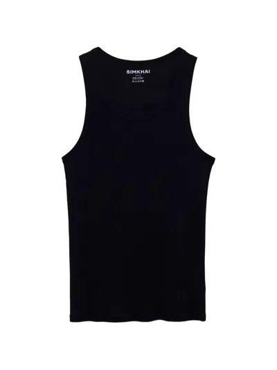 Simkhai Ribbed Scoop-neck Tank Top In Black