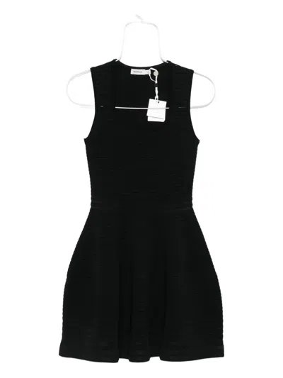 Simkhai Black Square Neck Dress With Flared Skirt In Fabric Woman