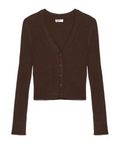 Simkhai Ribbed-knit Cardigan In Brown