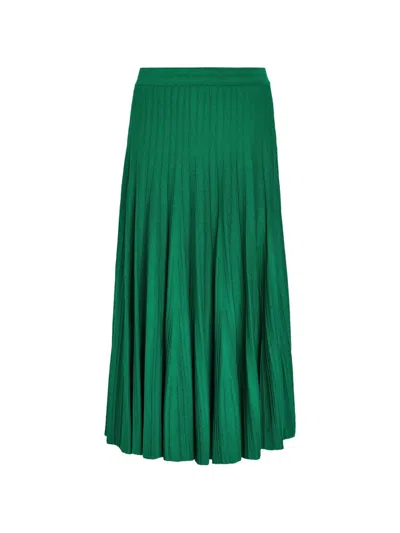Simkhai Ribbed-knit Pleated Maxi Skirt In Green