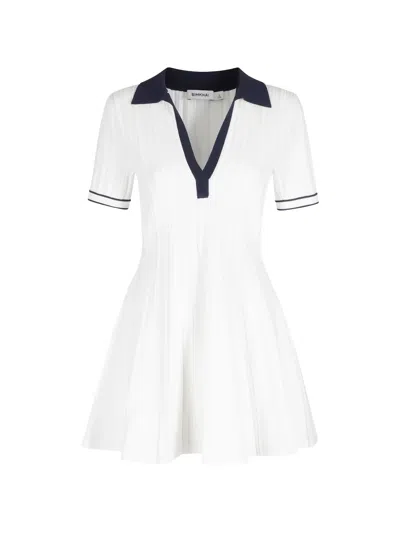 Simkhai Ribbed-knit Polo Mini Dress In White