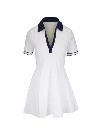 Simkhai Ribbed-knit Striped Dress In White