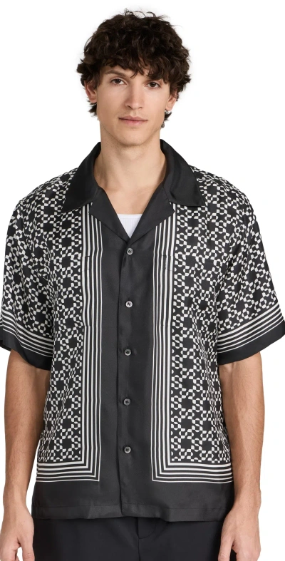 Simkhai Rico Printed Camp Shirt Logo Scarf Print In Black