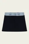 Simkhai Rilee Double Waistband Mini Skirt In Midnight Pinstripe Multi