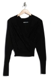 Simkhai Riley Merino Wool Surplice Hoodie In Black