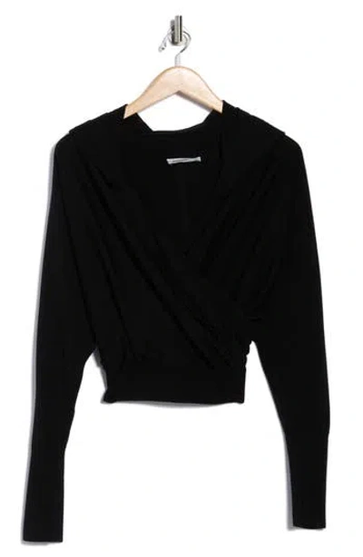 Simkhai Riley Merino Wool Surplice Hoodie In Black