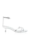 Simkhai Riley Metallic Leather Strappy Sandals In Silver