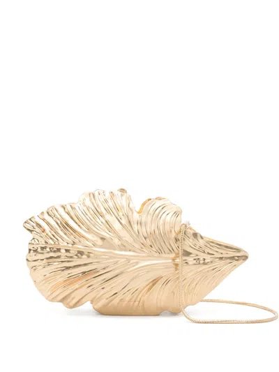 Simkhai Rippled Leaf-motif Clutch Bag In Gold