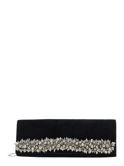 Simkhai River Clutch Handbag With Zip Closure And Leather Handle, 30 X 20 X 10 Cm In Black