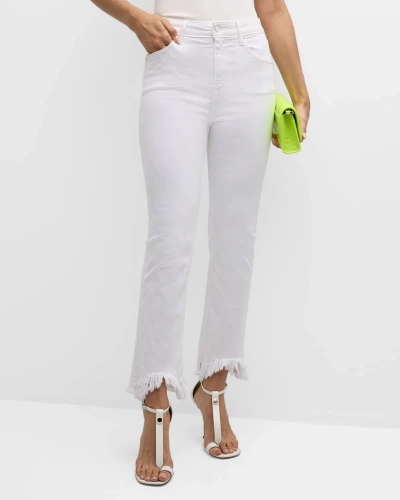 Simkhai River High-rise Straight-leg Frayed Denim Jeans In Distressed White