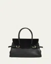 Simkhai River Small Suede-trimmed Leather Tote In Black