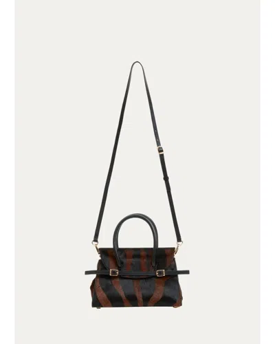 Simkhai River Small Zebra-print Calf Hair Top-handle Bag In Brown