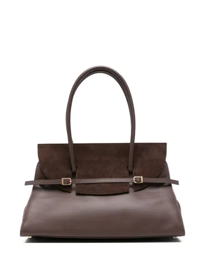 Simkhai River Suede Buckle Shoulder Bag In Brown
