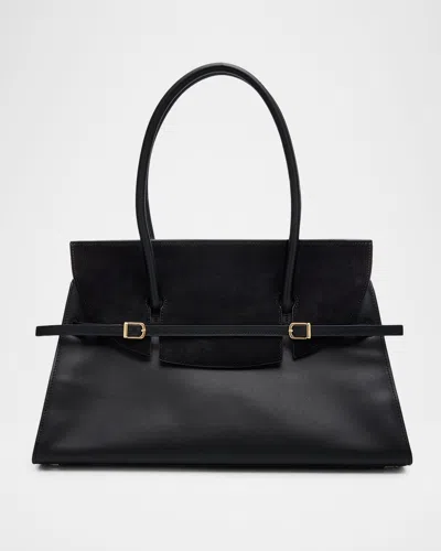 Simkhai River Suede Flap Leather Shoulder Bag In Black