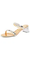 Simkhai Rivet Mid Heel Sandals Silver Gold In Silver Gold