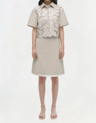 Simkhai Robinson Embroidered Shirt In Sand In Beige