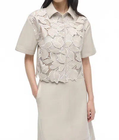Simkhai Robinson Embroidered Shirt In Sand Multi In White