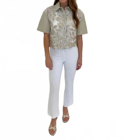 Simkhai Robinson Embroidered Shirt In Sand Multi In Gray