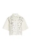 Simkhai Robinson Embroidered Vegan Leather Shirt In Off-white