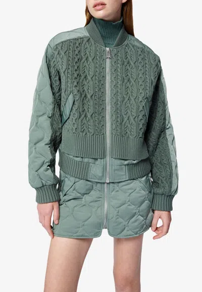 Simkhai Rollins Knitted Zip-up Bomber Jacket In Green