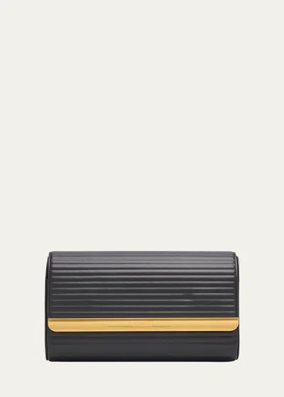 Simkhai Rolo Flap Padded Leather Clutch Bag In Black