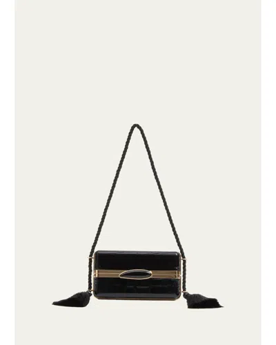 Simkhai Roma Croc-embossed Leather Shoulder Bag In Black/gold