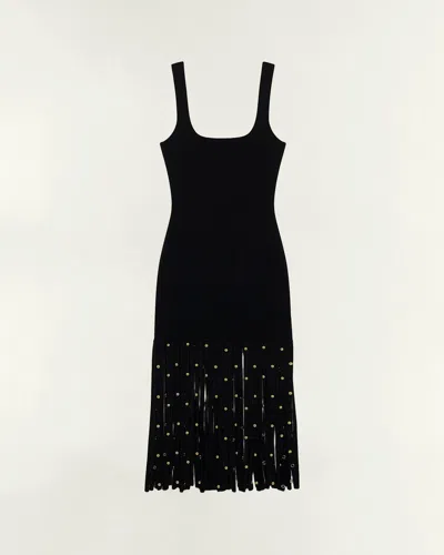 Simkhai Romelia Fringe Knit Midi Dress In Black