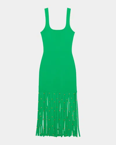 Simkhai Romelia Fringe Knit Midi Dress In Black