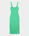 Simkhai Romelia Fringe Knit Midi Dress In Green