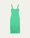 Simkhai Romelia Fringe Knit Midi Dress In Green