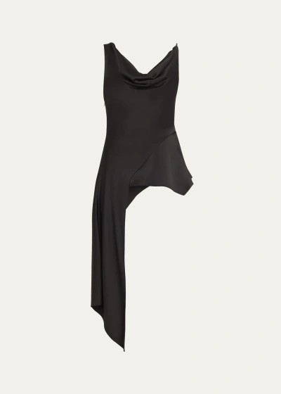 Simkhai Ronnie Draped Asymmetric Cowl Tank Top In Black