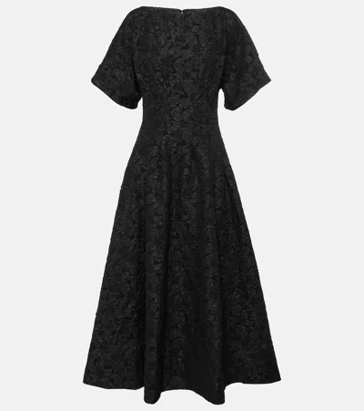 Simkhai Rosalie Short Sleeve Midi Dress In Black In Multi