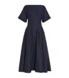 Simkhai Rosalie Pleated Fil Coupe Midi Dress In Navy