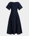 Simkhai Rosalie Pleated Fil Coupe Midi Dress In Midnight