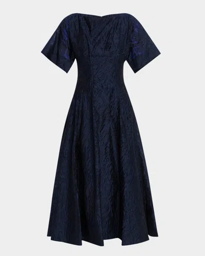 Simkhai Rosalie Pleated Fil Coupe Midi Dress In Midnight
