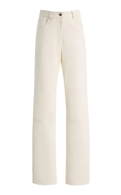 Simkhai Roselani Leather Straight-leg Pants In White