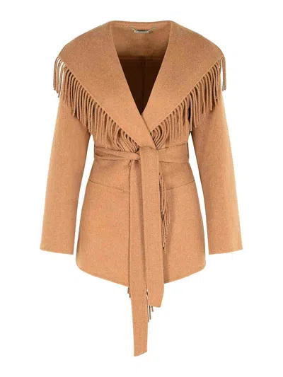 SIMKHAI ROWEN CAMEL WOOL BLEND COAT