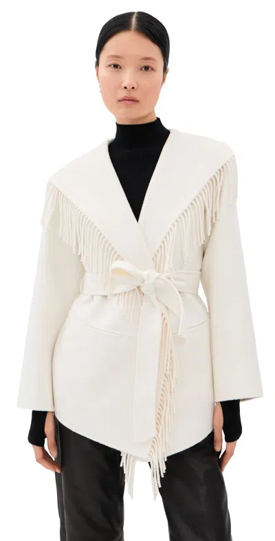 Simkhai Rowen Double-faced Wool Fringe Jacket Frost In White
