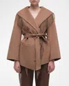 Simkhai Rowen Fringe Belted Wool-blend Jacket In Camel