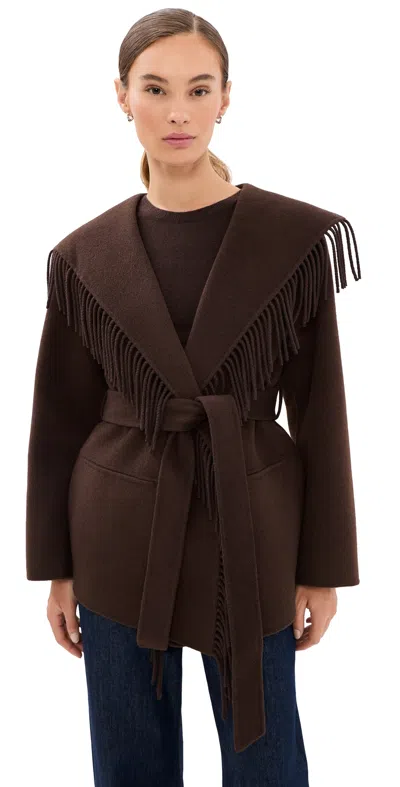 Simkhai Rowen Fringe Jacket Chocolate