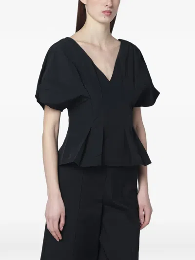 Simkhai Rozen Cotton Faille Top Puff Sleeves In Black