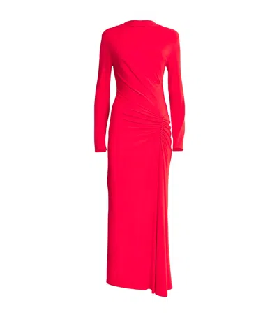 Simkhai Ruched Ferrera Midi Dress In Red