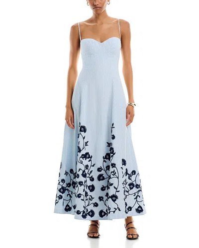 Simkhai Rudie Bustier Embroidered Floral A Line Maxi Dress In Blue