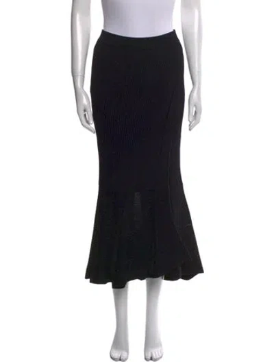 Pre-owned Simkhai Ruffle Embellishment Midi Length Skirt In Black