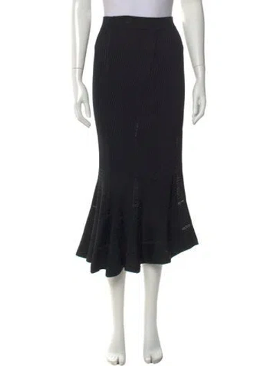 Pre-owned Simkhai Ruffle Embellishment Midi Length Skirt In Black