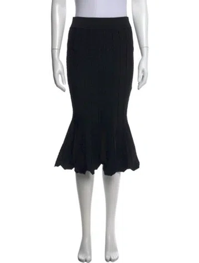 Pre-owned Simkhai Ruffle Embellishment Midi Length Skirt In Black